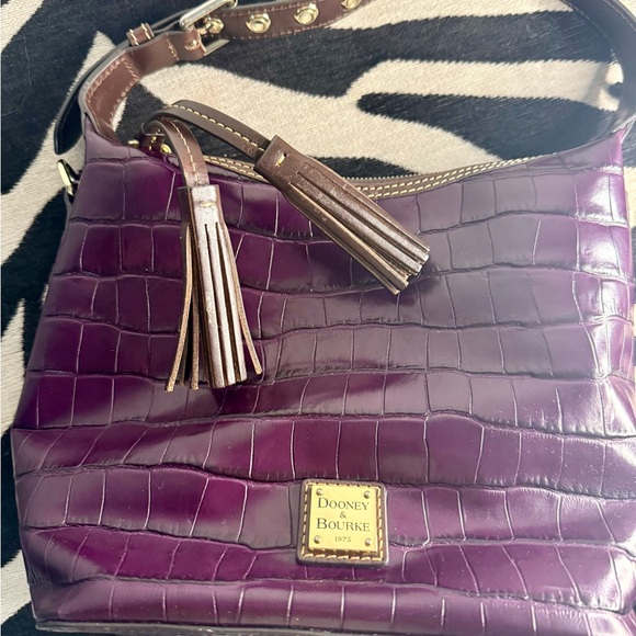 Dooney & Bourke Plum Croc-Embossed Shoulder Bag - Picture 12 of 15